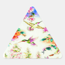 Hummingbirds and Pink Flowers Landscape Stickers