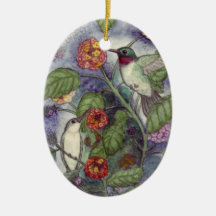 Hummingbirds Ornament by Mary Layton
