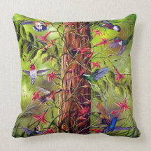 Hummingbirds Throw Pillow