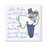 Humorous Wedding Invitation Cartoon Magnet