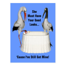 Humour de bébé de cigogne cartes postales