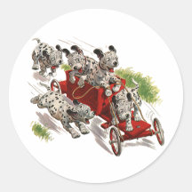 Humour vintage de chiens, camion de pompiers dalma autocollants