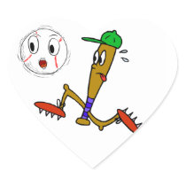 Humourous Baseball T-shirts and Gifts Heart Stickers