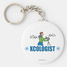Humourous Cross Country Skiing Guy Key Chain
