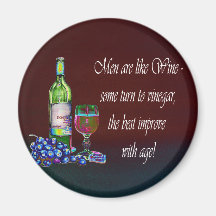 Humourous 'Men are like Wine' Modern Wine Art Gift Fridge Magnet