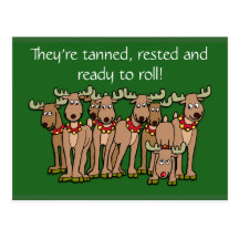 Humourous Reindeer Cards or Stickers Postcard
