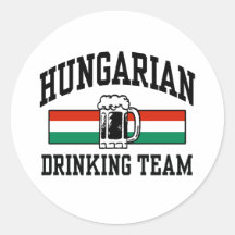 Hungarian Drinking Team Round Stickers
