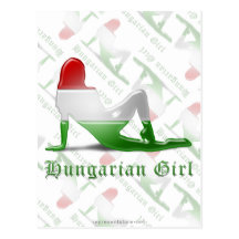 Hungarian Girl Flag Post Card