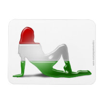 Hungarian Girl Silhouette Flag Rectangle Magnet