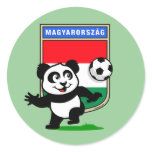 Hungary Soccer Panda Round Stickers