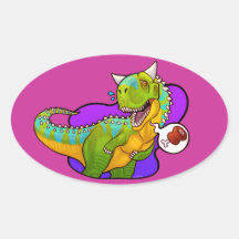 Hungry carnotaurus dinosaur oval sticker