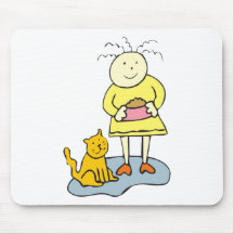 Hungry cat cartoon mouse pads