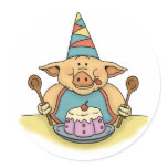 hungry piggy funny birthday sticker