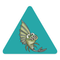Hungry Piranha Fish Triangle Stickers