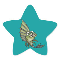 Hungry Piranha Fish Star Stickers