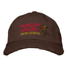 Hungry Shark Swim school Embroidered Baseball Caps
