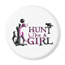 HUNT LIKE A GIRL COON HUNTING FRIDGE MAGNET