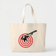 Hunter aiming rifle shotgun bulls eye high angle tote bags