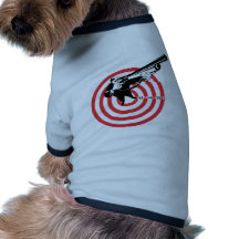 Hunter aiming rifle shotgun bulls eye high angle pet clothing