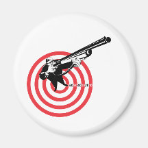 Hunter aiming rifle shotgun bulls eye high angle magnets