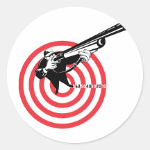 Hunter aiming rifle shotgun bulls eye high angle sticker