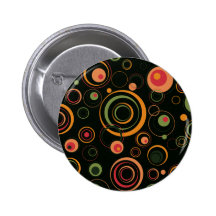 Hunter Green and Peach Playful Retro Circles Pin