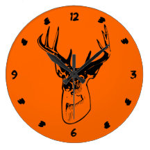 Hunter Orange Big Whitetail Buck Silhouette Clock