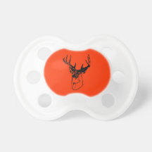 Hunter Orange Big Whitetail Buck Silhouette Baby Pacifiers
