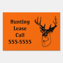 Hunter Orange Big Whitetail Buck Silhouette Lawn Sign
