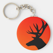 Hunter Orange Deer Elk Head With Antlers Keychains