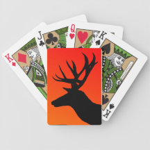 Hunter Orange Deer Elk Silhouette Design Playing Cards