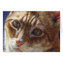 Hunter Orange Tabby Ginger cat painting art Card