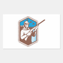 Hunter With Shotgun Rifle Duck Shooting Retro Stickers