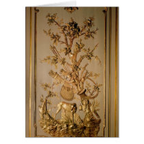 Hunting scene, wood panelling from dining room cards