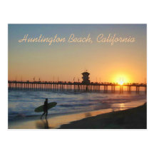 Huntington Beach à la carte postale de coucher du 