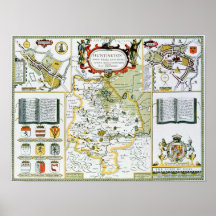 Huntington, engraved by Jodocus Hondius Posters