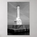 Huron lighthouse black and white print
