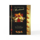Husband Christmas Card - Holly And Bells - Black A