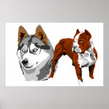 Husky and Pitbull print