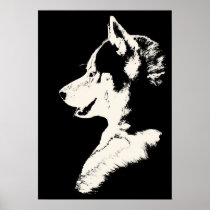 Husky Art Print Sled Dog Art Poster Malamute Gifts