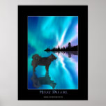 Husky & Yukon Wilderness Northern Lights Art posters
