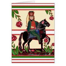 Hussar on Horseback - Cavalry Officer, Folk Art Cards