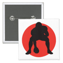 hut hut quarterback football silhouette design pinback buttons
