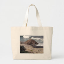 Hut On the Beach Canvas Bags