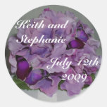 Hydrangea and butterfly envelope seal round sticker