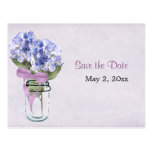 Hydrangea in a Mason Jar - Save the Date Postcard postcards
