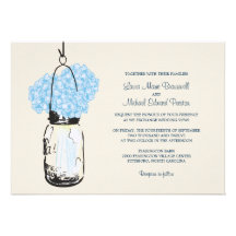 Hydrangea & Mason Jar Wedding Invitations
