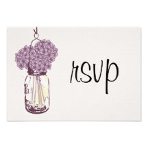 Hydrangea & Mason Jar Wedding RSVP Custom Invite