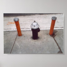 Hydrant and Two Poles Print