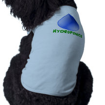 Hydroponics in green text with blue water drop dog tee